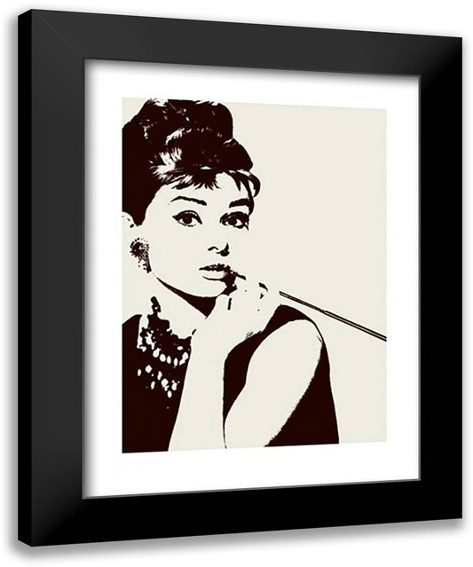 Audrey Hepburn - Cigarello 28x36 Black Modern Wood Framed Art Print Poster