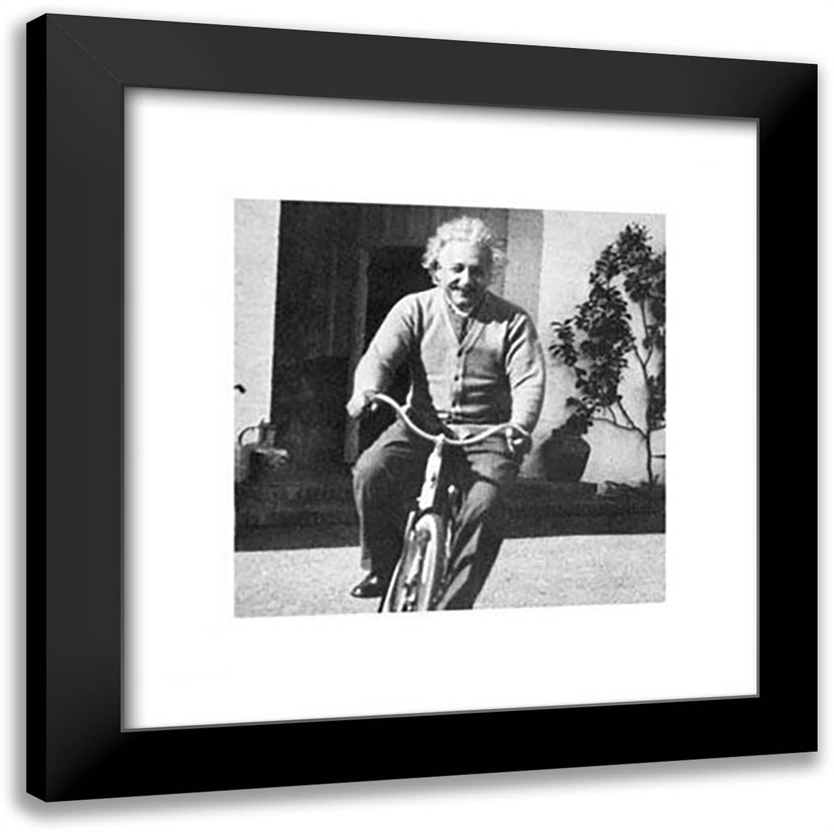 Albert Einstein (Bike) 20x20 Black Modern Wood Framed Art Print Poster