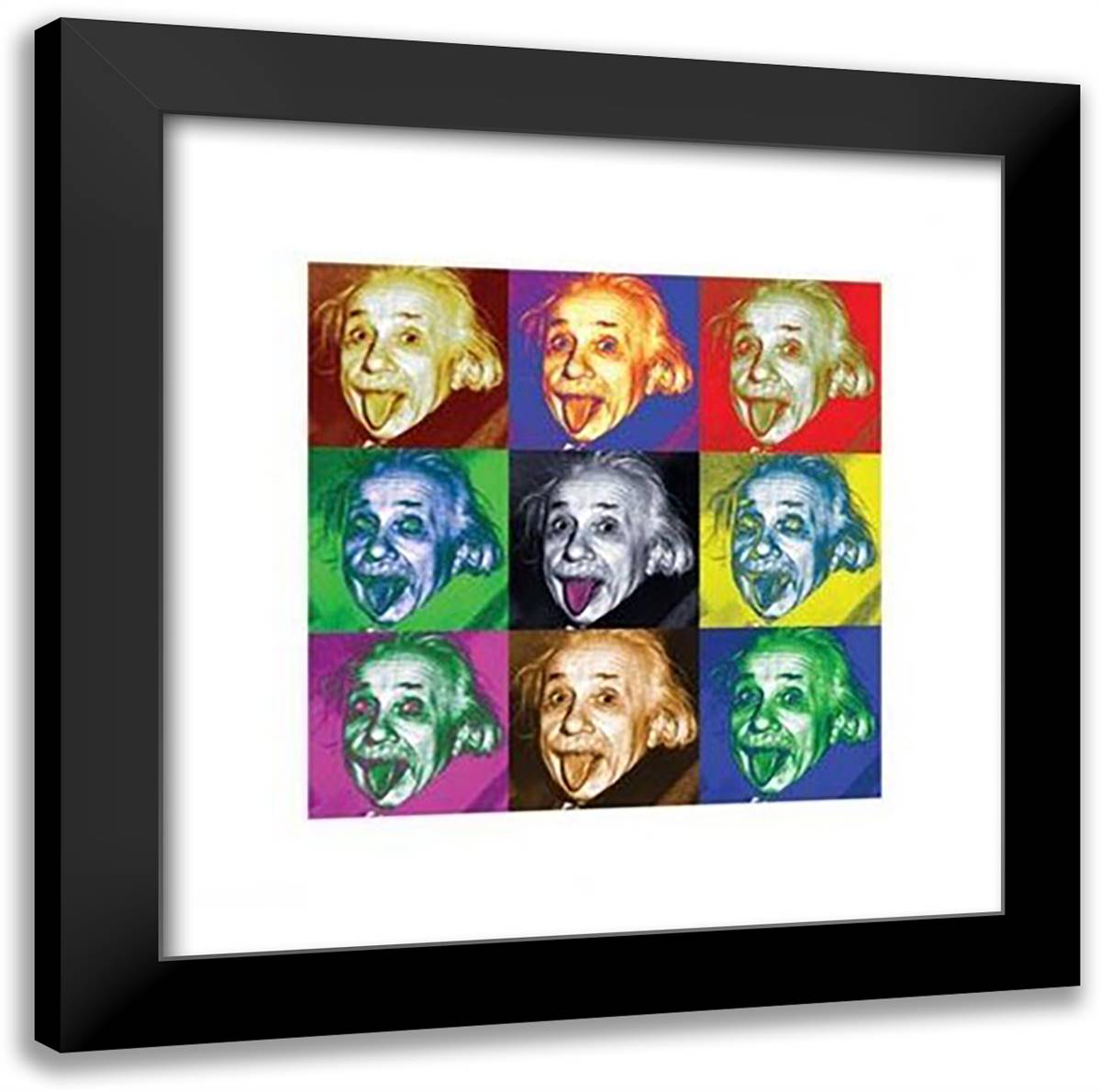 Albert Einstein (Pop Art) 20x20 Black Modern Wood Framed Art Print Poster