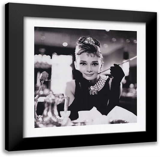 Audrey Hepburn B & W 20x20 Black Modern Wood Framed Art Print Poster