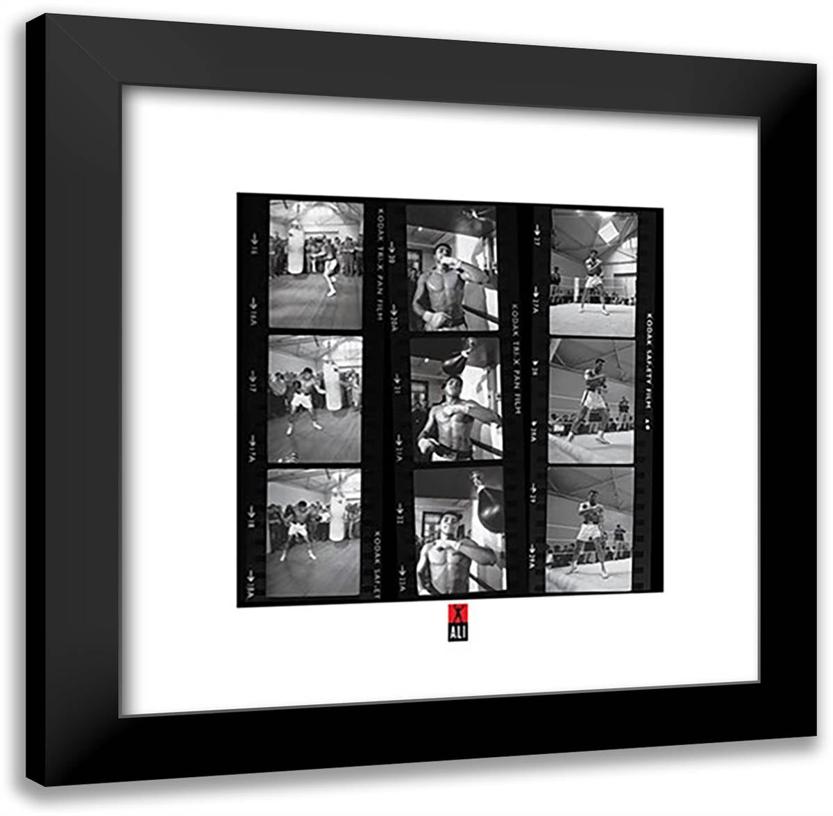 Ali - Film Strips 20x20 Black Modern Wood Framed Art Print Poster