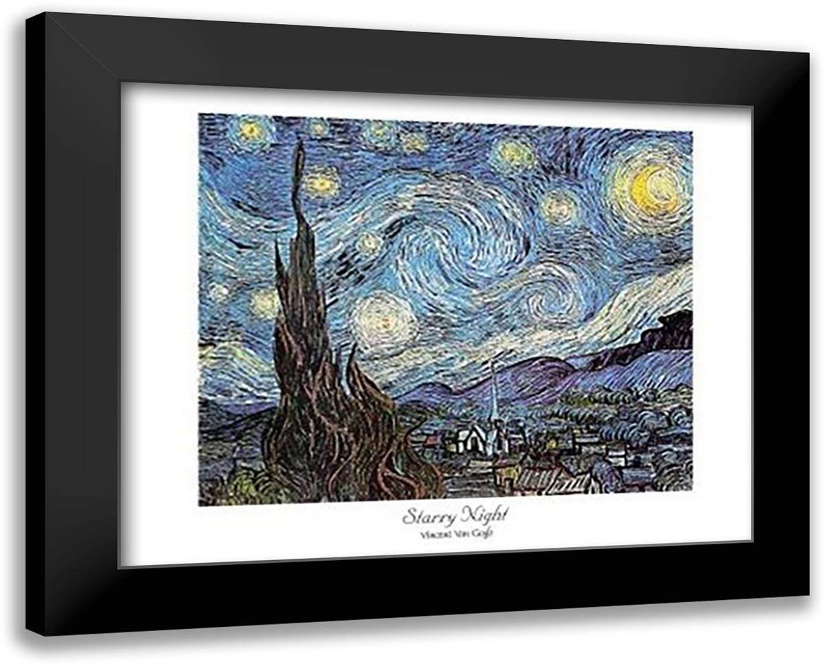 Starry Night 18x15 Black Modern Wood Framed Art Print Poster by Van Gogh, Vincent