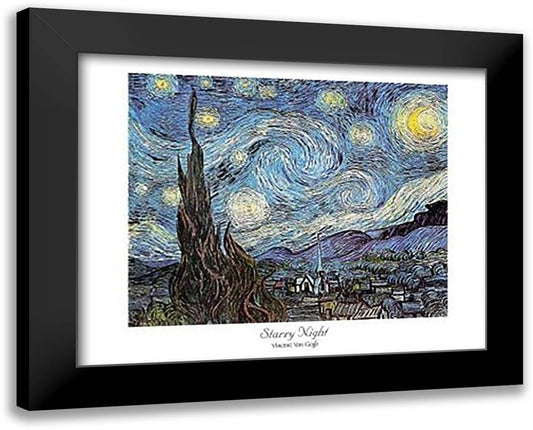 Starry Night 18x15 Black Modern Wood Framed Art Print Poster by Van Gogh, Vincent
