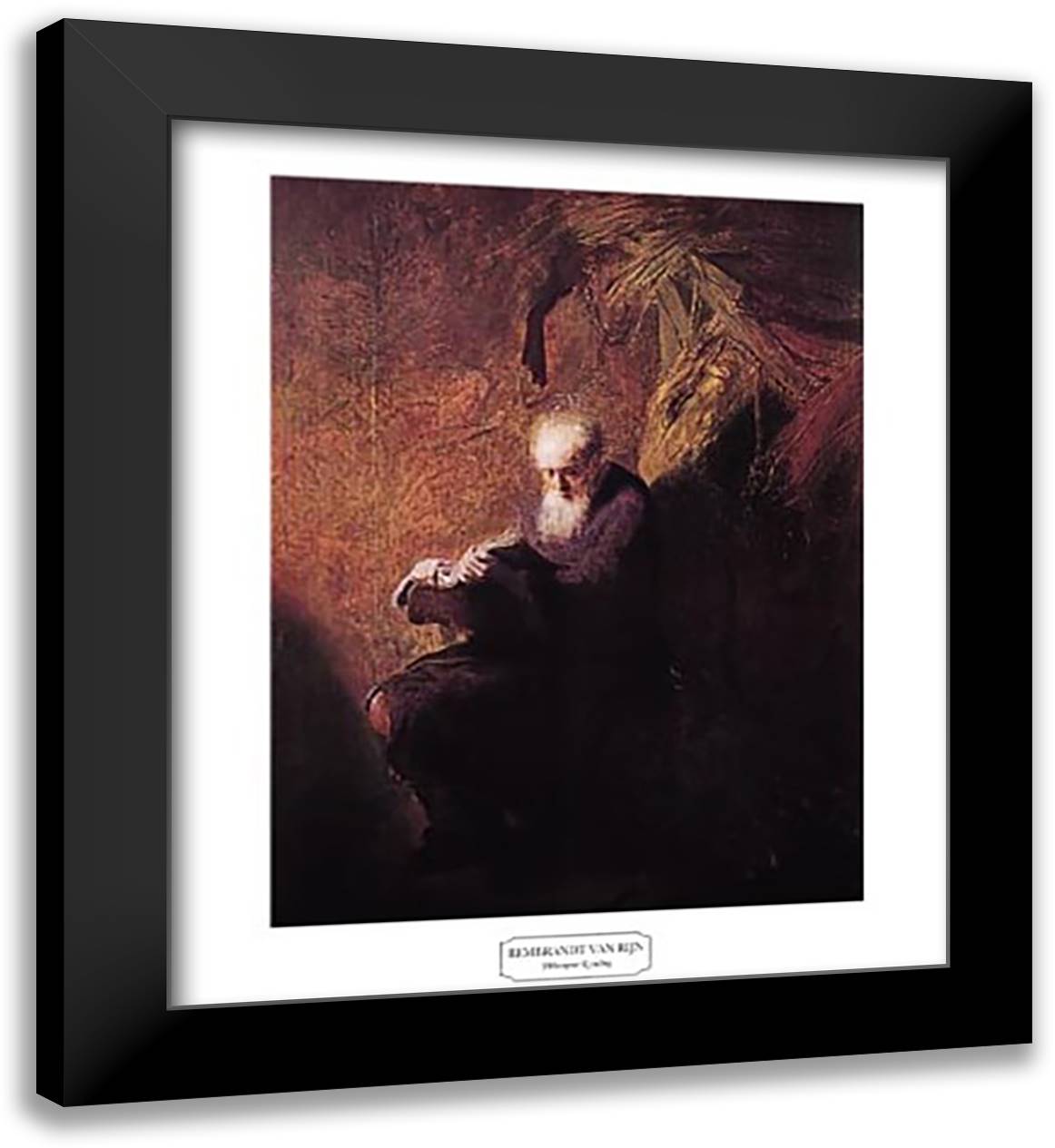 Philosopher Reading 26x32 Black Modern Wood Framed Art Print Poster by Rembrandt