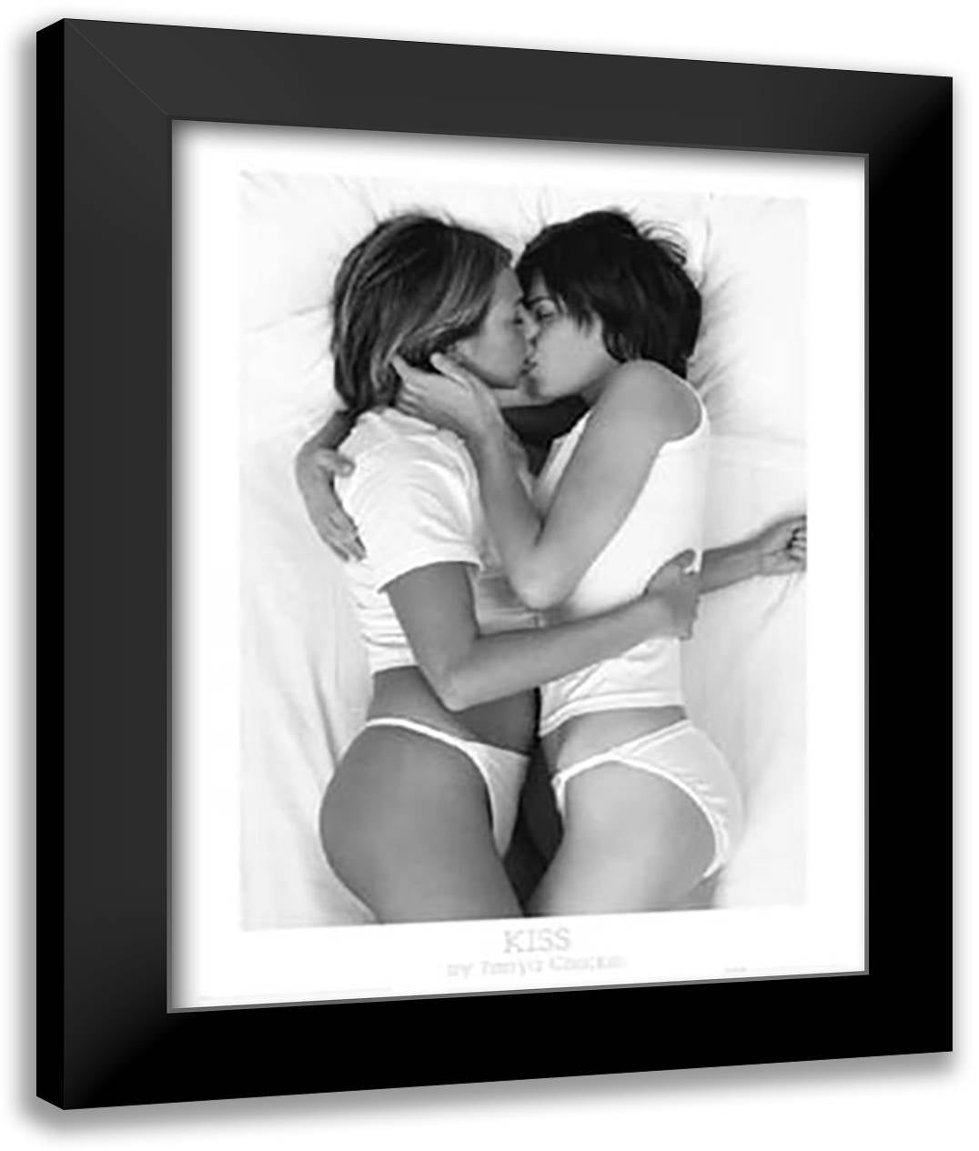 Kiss 28x36 Black Modern Wood Framed Art Print Poster by Chalkin, Tanya