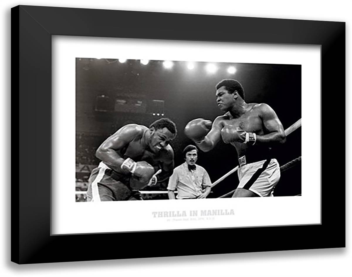 Muhammad Ali - Thrilla In Manilla 36x28 Black Modern Wood Framed Art Print Poster