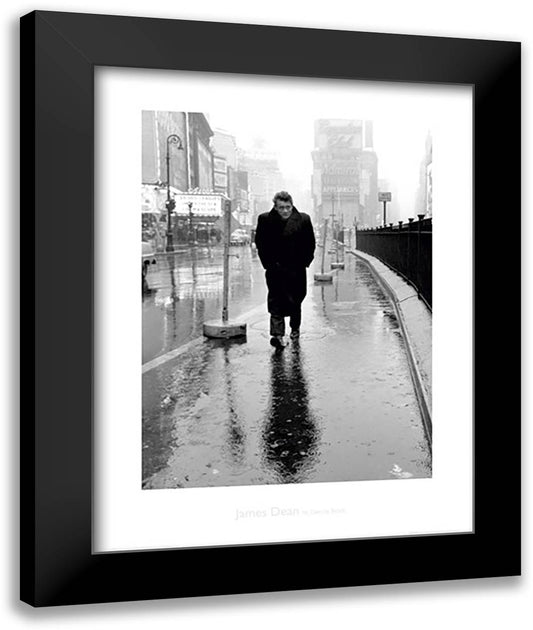 James Dean - Times Square 28x36 Black Modern Wood Framed Art Print Poster