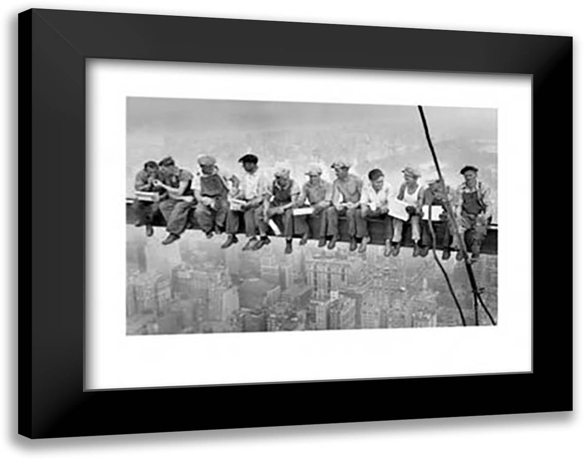 New York Men on Girder 36x28 Black Modern Wood Framed Art Print Poster