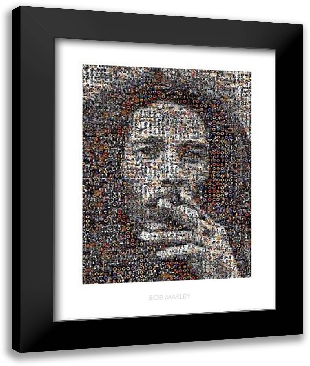 Bob Marley Mosaic 28x36 Black Modern Wood Framed Art Print Poster