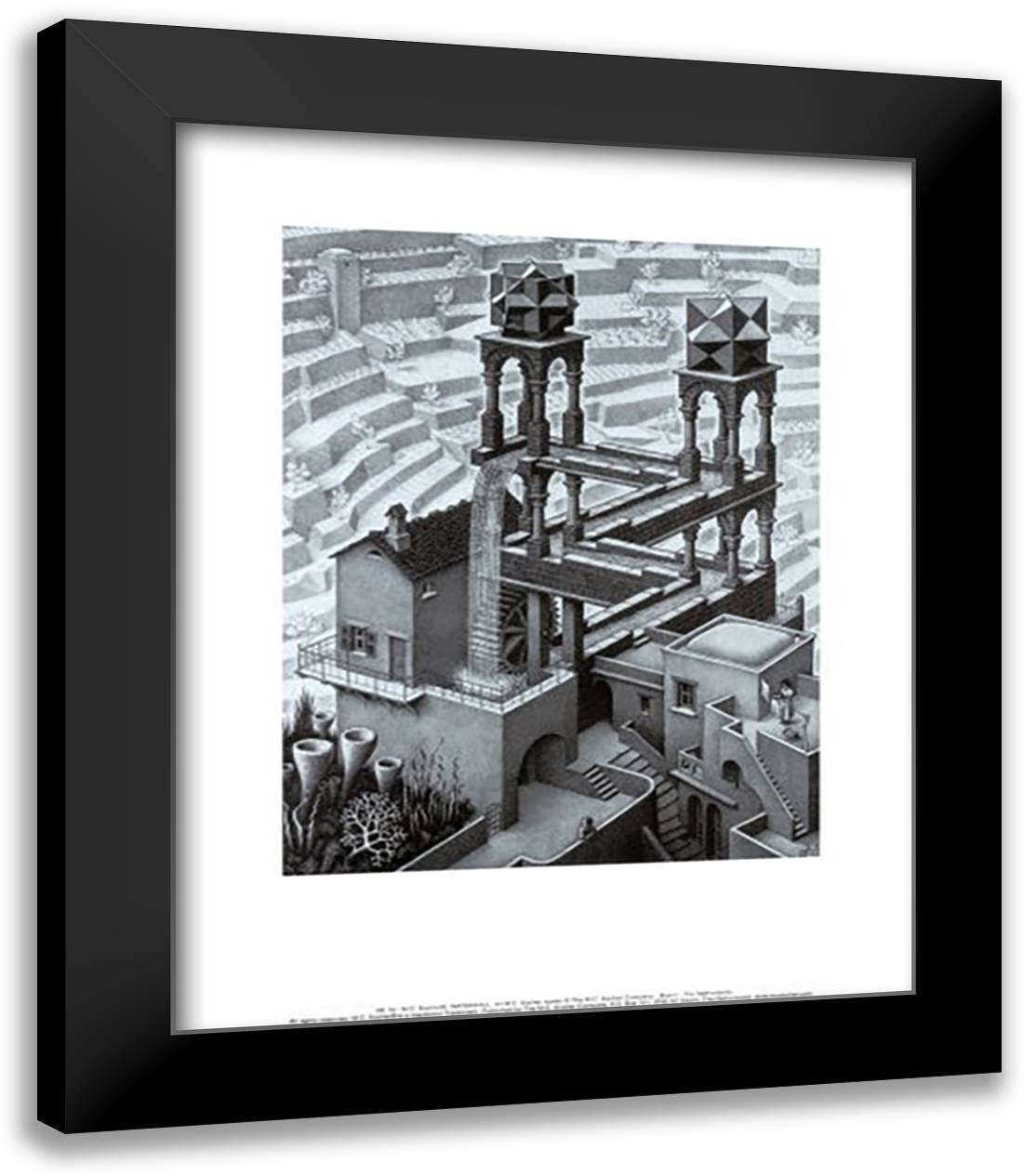 Waterfall 15x18 Black Modern Wood Framed Art Print Poster by Escher, M.C.