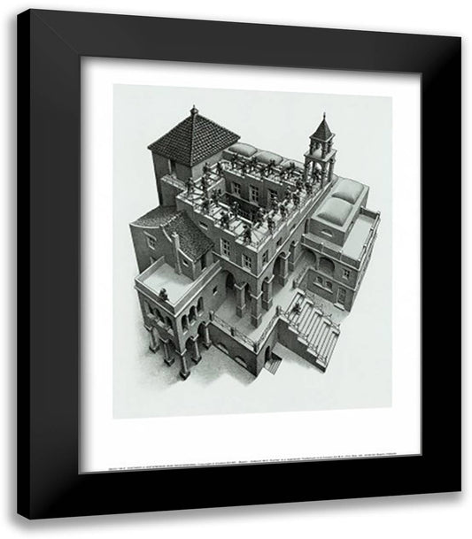 Ascending and Descending 15x18 Black Modern Wood Framed Art Print Poster by Escher, M.C.