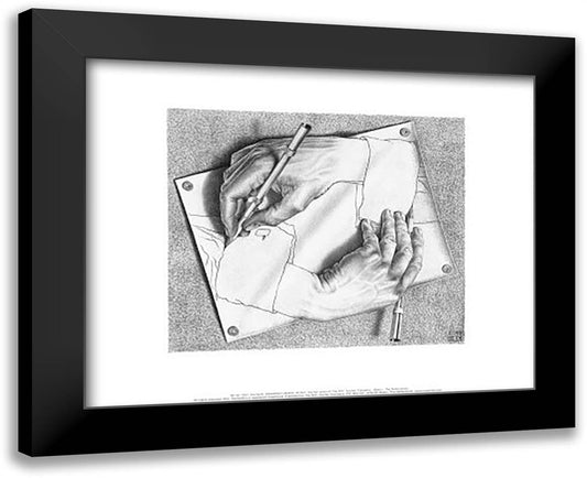 Drawing Hands 18x15 Black Modern Wood Framed Art Print Poster by Escher, M.C.