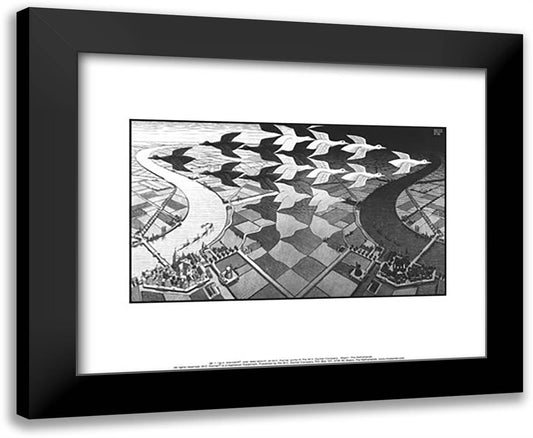 Day and Night 18x15 Black Modern Wood Framed Art Print Poster by Escher, M.C.