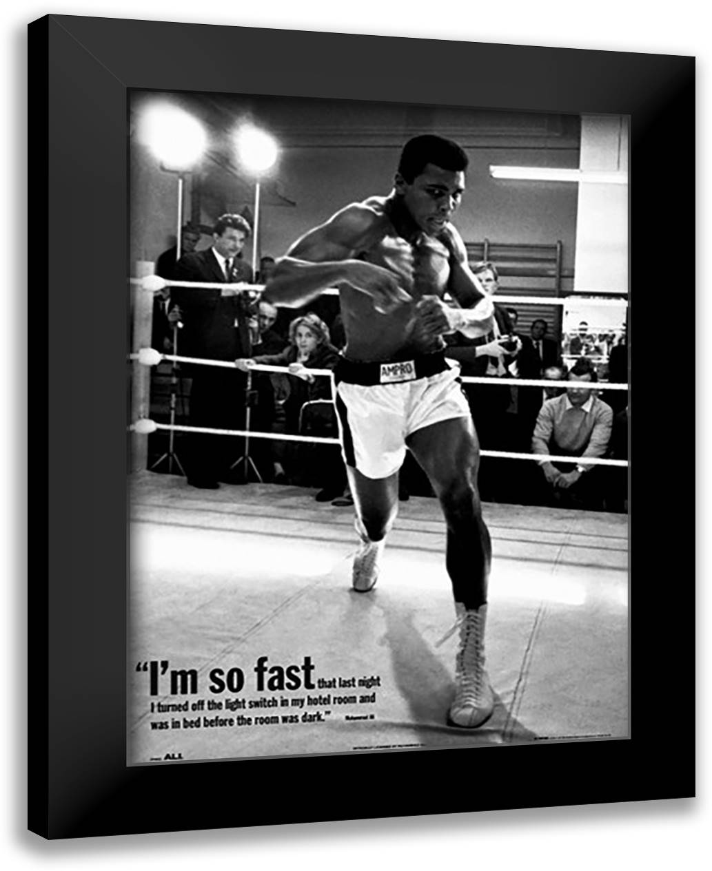 Muhammad Ali - Training 28x40 Black Modern Wood Framed Art Print Poster
