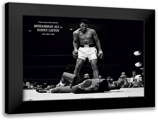 Muhammad Ali - 1965 1st Round Knockout Against Sonny Liston 40x28 Black Modern Wood Framed Art Print Poster