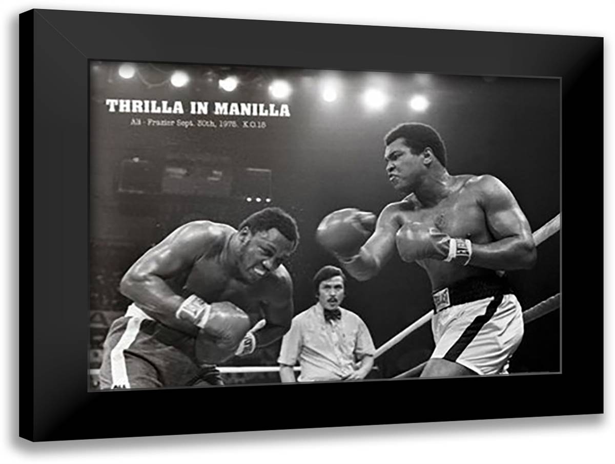 Muhammad Ali - Thrilla In Manilla 40x28 Black Modern Wood Framed Art Print Poster