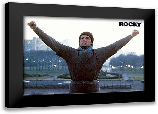 Rocky - Arms In Air 40x28 Black Modern Wood Framed Art Print Poster