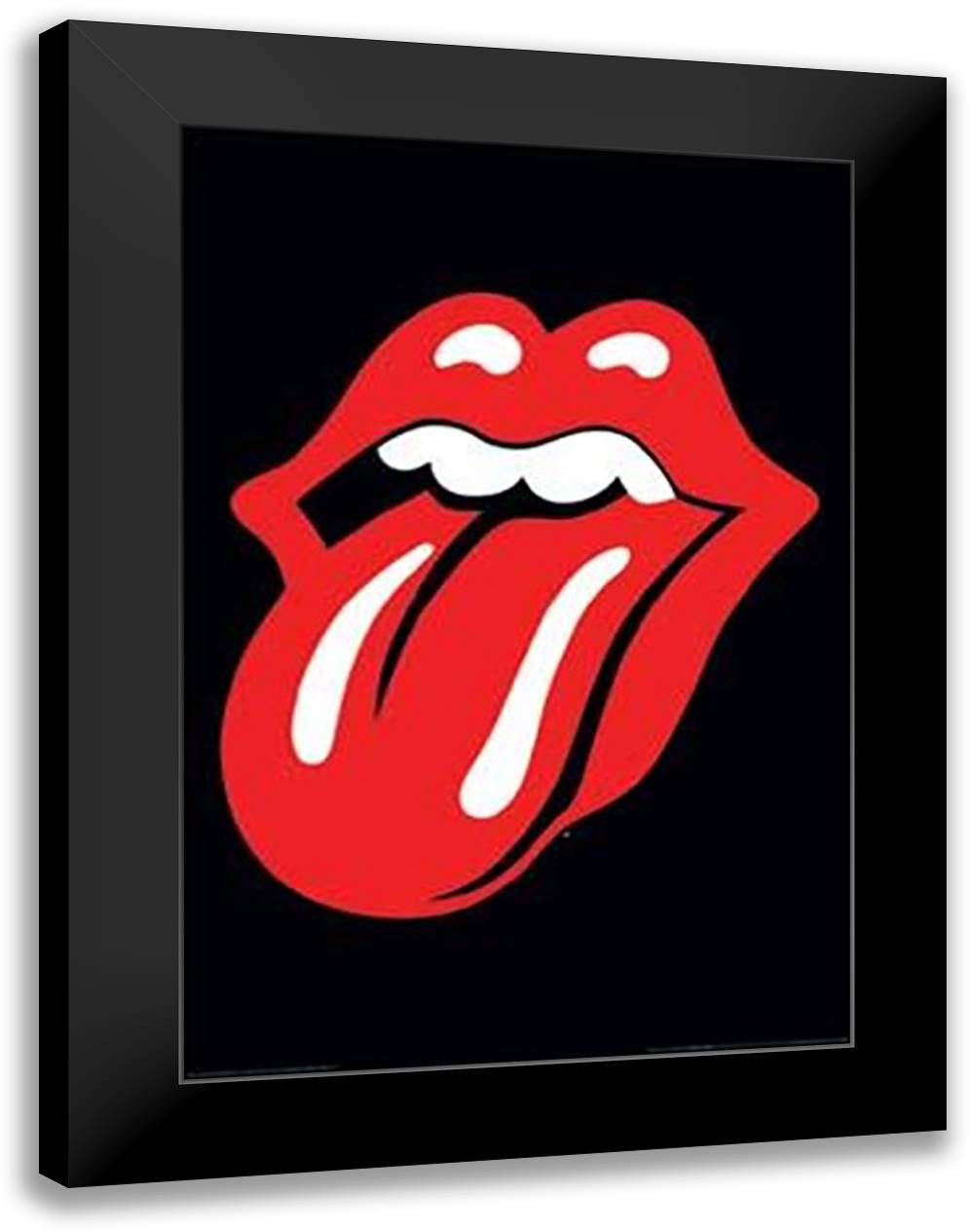 Rolling Stones - Lips 28x40 Black Modern Wood Framed Art Print Poster