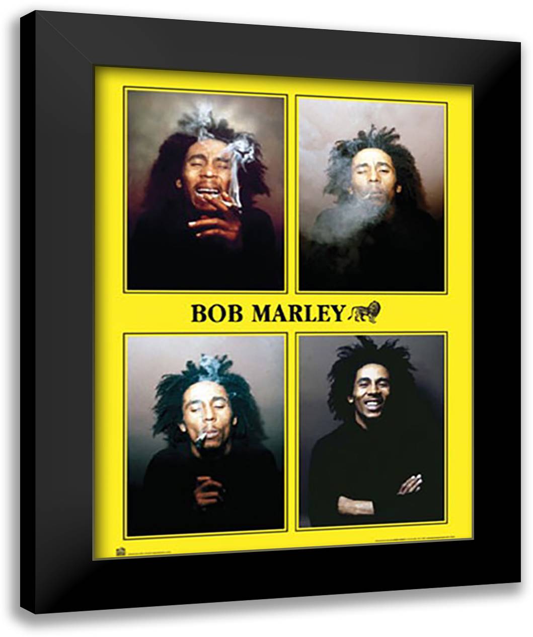 Bob Marley - 4 Photos 28x40 Black Modern Wood Framed Art Print Poster