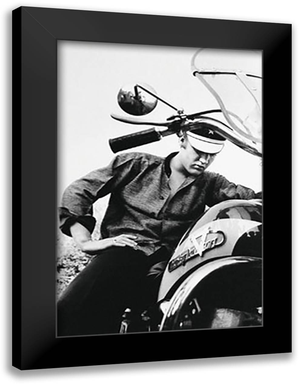 Evis - Motorcycle 28x40 Black Modern Wood Framed Art Print Poster