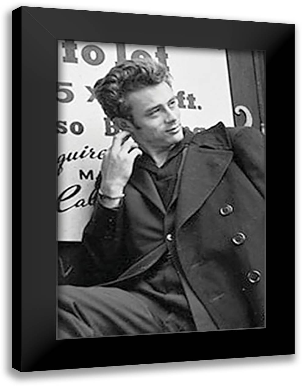 James Dean - Coat 28x40 Black Modern Wood Framed Art Print Poster