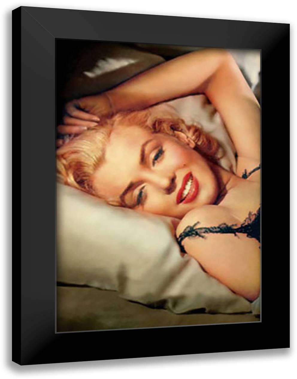 Marilyn Monroe - Pillow 28x40 Black Modern Wood Framed Art Print Poster