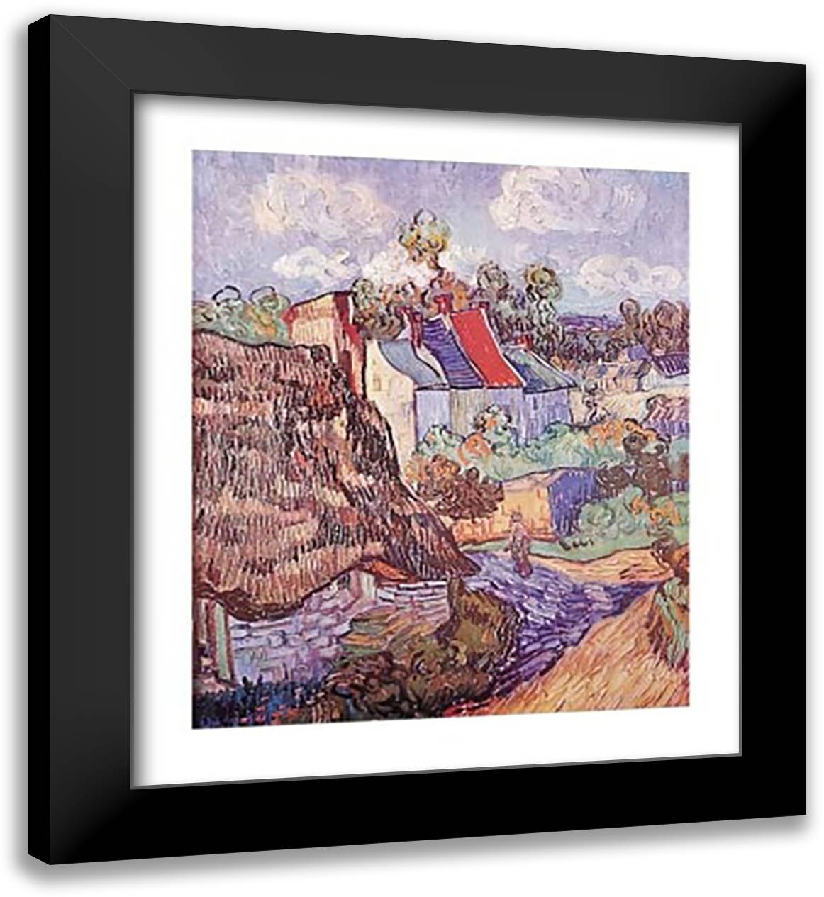 House At Auvers 26x32 Black Modern Wood Framed Art Print Poster by Van Gogh, Vincent