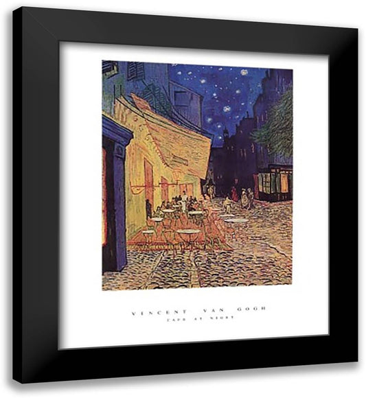 The Cafe Terrace on the Place du Forum, Arles, at Night, c.1888 26x32 Black Modern Wood Framed Art Print Poster by Van Gogh, Vincent