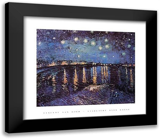 Starlight Over The Rhone, c.1888 32x26 Black Modern Wood Framed Art Print Poster by Van Gogh, Vincent