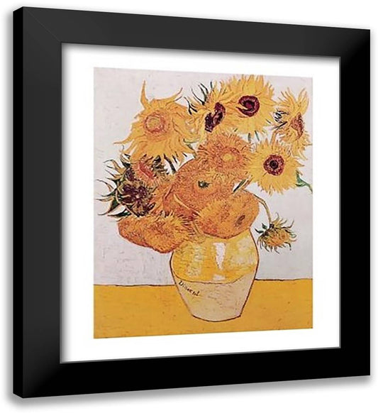 Sunflowers II (Yellow) 26x32 Black Modern Wood Framed Art Print Poster by Van Gogh, Vincent