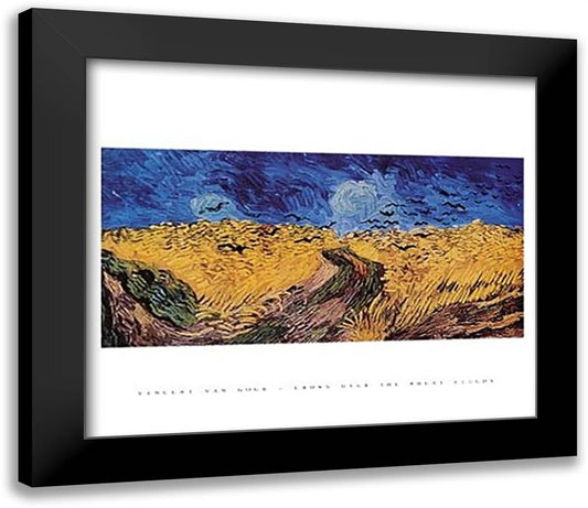 Crows over the Wheat Field, Auvers, c.1890 (Last Painting) 32x26 Black Modern Wood Framed Art Print Poster by Van Gogh, Vincent