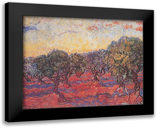 Olive Grove 32x26 Black Modern Wood Framed Art Print Poster by Van Gogh, Vincent