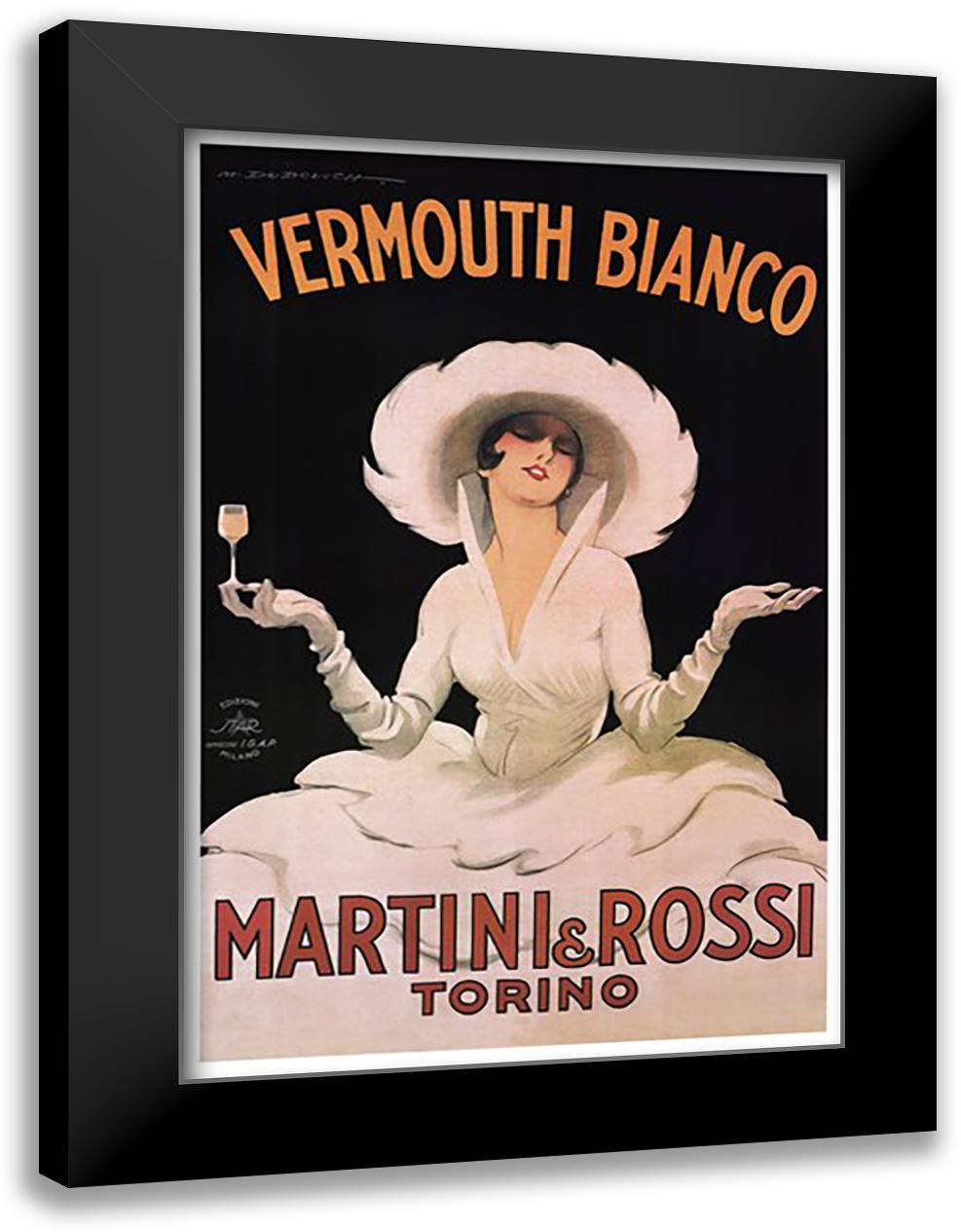 Martini and Rossi 28x40 Black Modern Wood Framed Art Print Poster