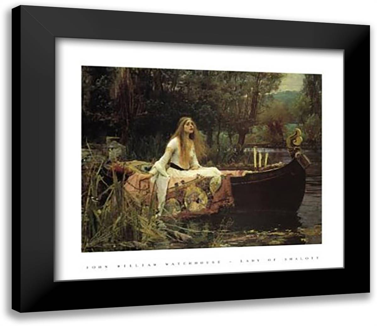 Lady of Shalott, c.1888 32x26 Black Modern Wood Framed Art Print Poster by Waterhouse, John William