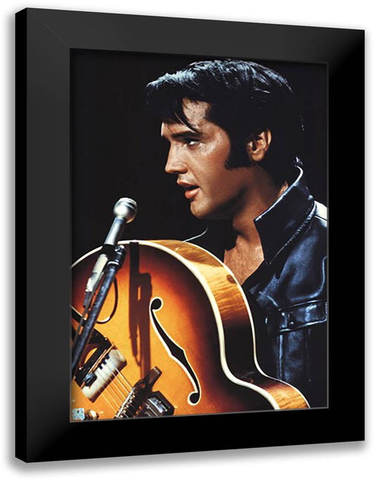 Elvis - The King of Rock n Roll 28x40 Black Modern Wood Framed Art Print Poster