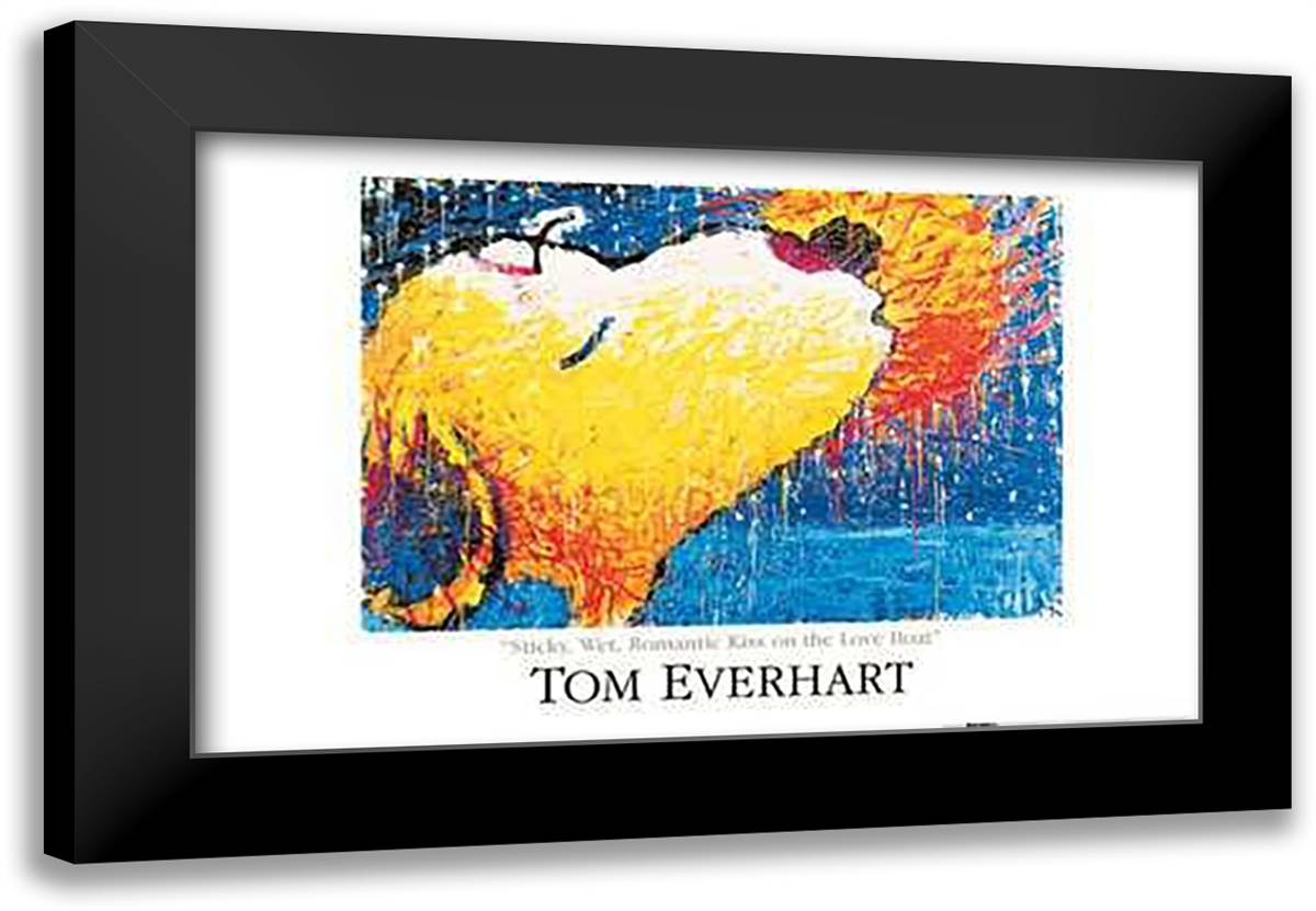 Sticky Wet Romatic Kiss on Love Boat 40x28 Black Modern Wood Framed Art Print Poster by Everhart, Tom