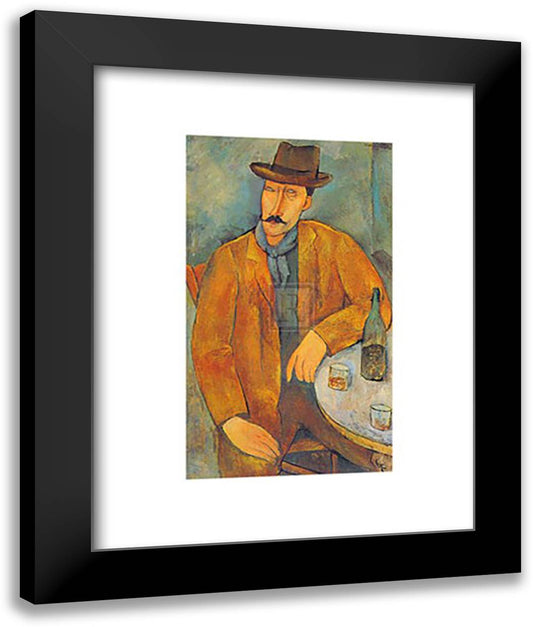 Man with a Wine Glass 15x18 Black Modern Wood Framed Art Print Poster by Modigliani, Amedeo
