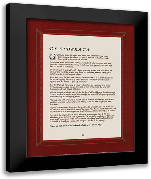 Desiderata 16x20 Black Modern Wood Framed Art Print Poster