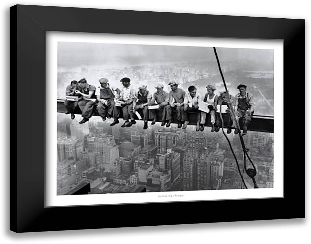 Lunchtime Atop a Skyscraper, c.1932 36x28 Black Modern Wood Framed Art Print Poster by Ebbets, Charles C.