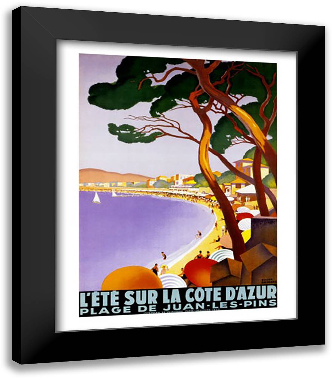 L'Ete Sur la Cote D'Azur 20x24 Black Modern Wood Framed Art Print Poster by Broders, Rodger