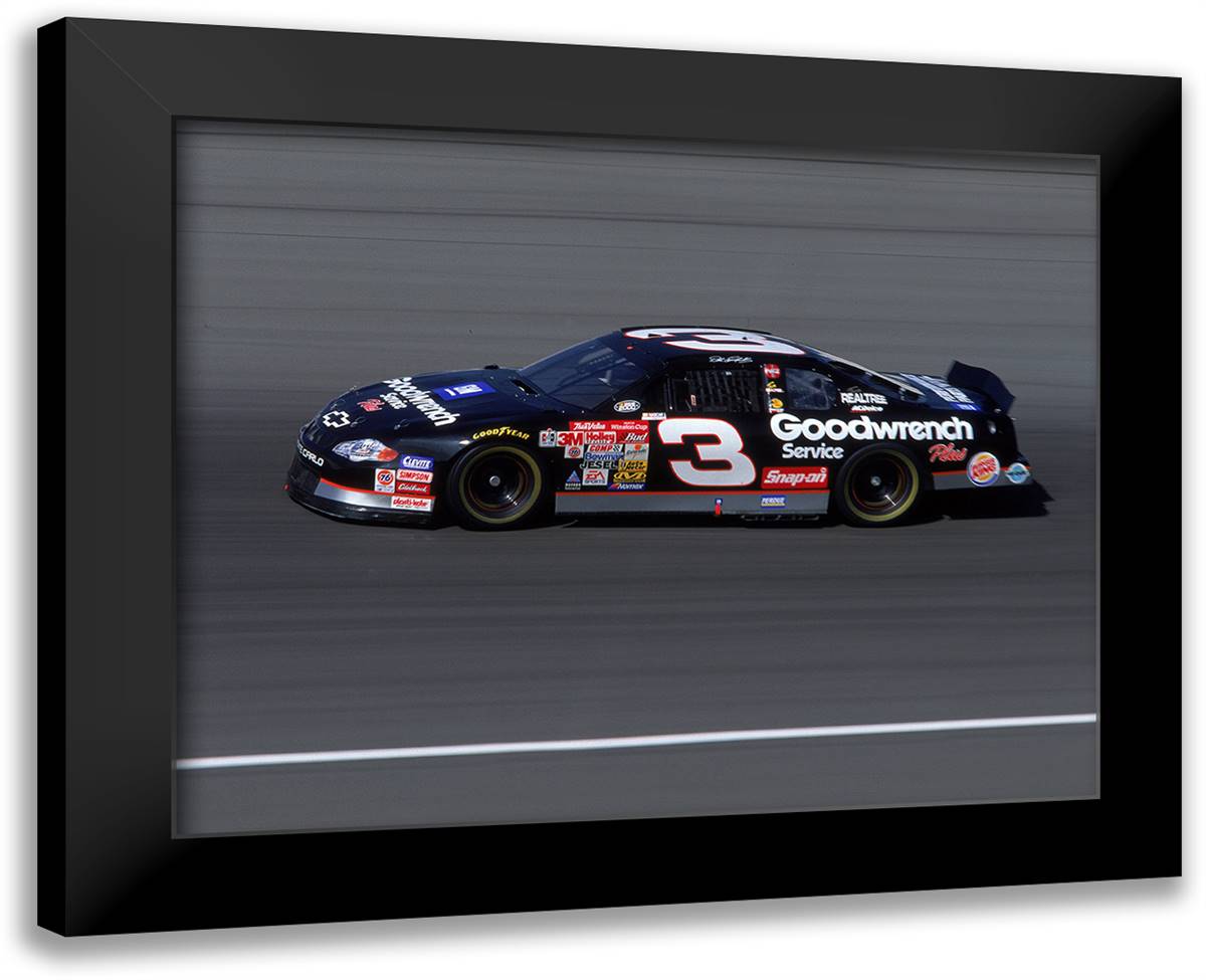 Dale Earnhardt 2000 car shot coming towards you 14x12 Black Modern Wood Framed Art Print Poster