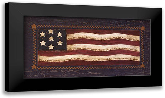 American Flag 24x14 Black Modern Wood Framed Art Print Poster by Moulton, Jo