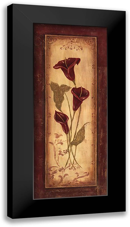 Crimson Blooms I 12x24 Black Modern Wood Framed Art Print Poster by Moulton, Jo
