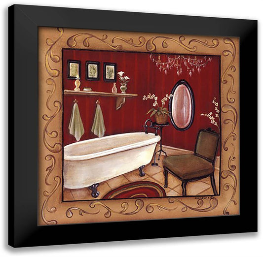 Red Bathroom Tub 16x16 Black Modern Wood Framed Art Print Poster by Lewis, Kim