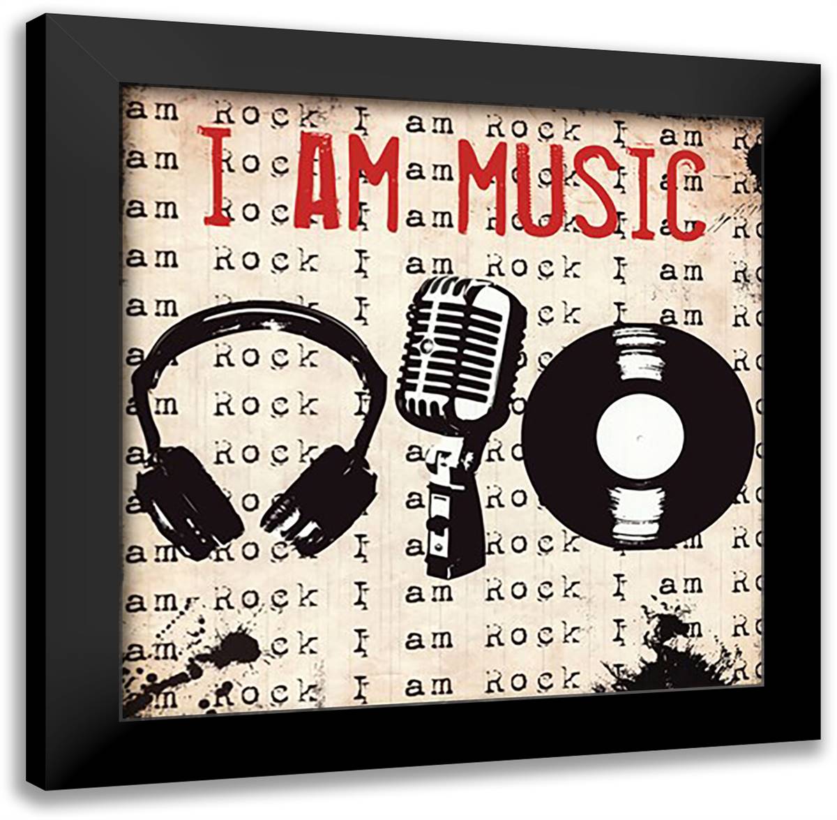 I Am Music 16x16 Black Modern Wood Framed Art Print Poster by Carey, Louise