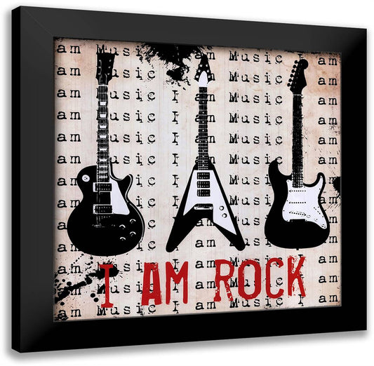 I Am Rock 16x16 Black Modern Wood Framed Art Print Poster by Carey, Louise