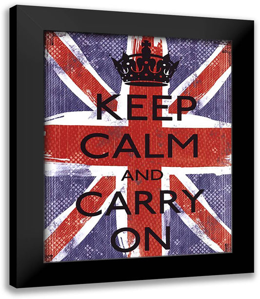 Keep Calm And Carry On 15x18 Black Modern Wood Framed Art Print Poster by Carey, Louise