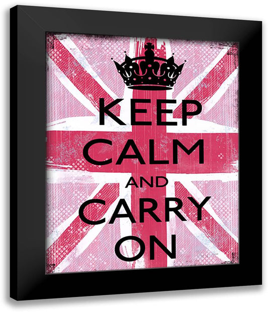 Keep Calm And Carry On 15x18 Black Modern Wood Framed Art Print Poster by Carey, Louise