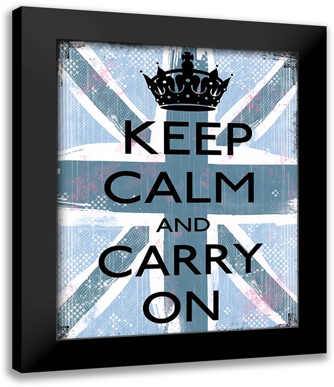 Keep Calm And Carry On 15x18 Black Modern Wood Framed Art Print Poster by Carey, Louise