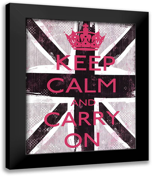 Keep Calm And Carry On 15x18 Black Modern Wood Framed Art Print Poster by Carey, Louise